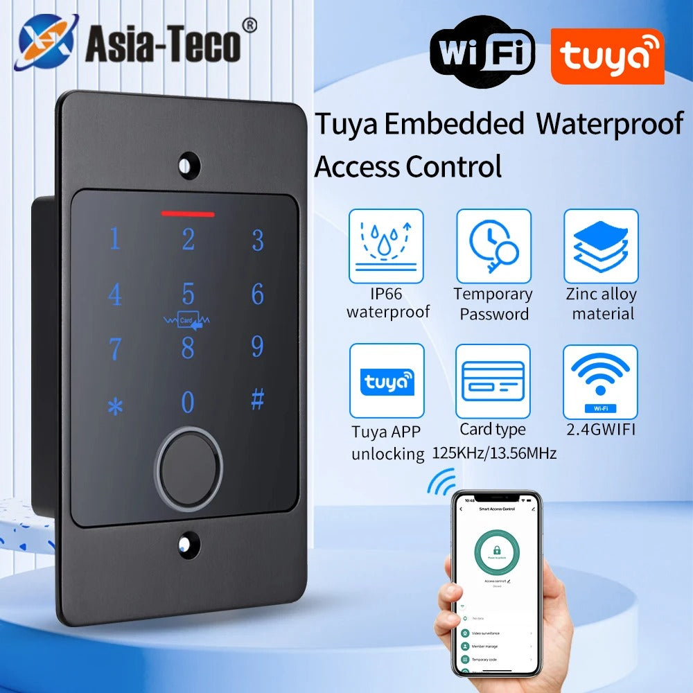 Tuya WiFi Fingerprint Access Control Keypad – Metal Waterproof Backlight Embedded