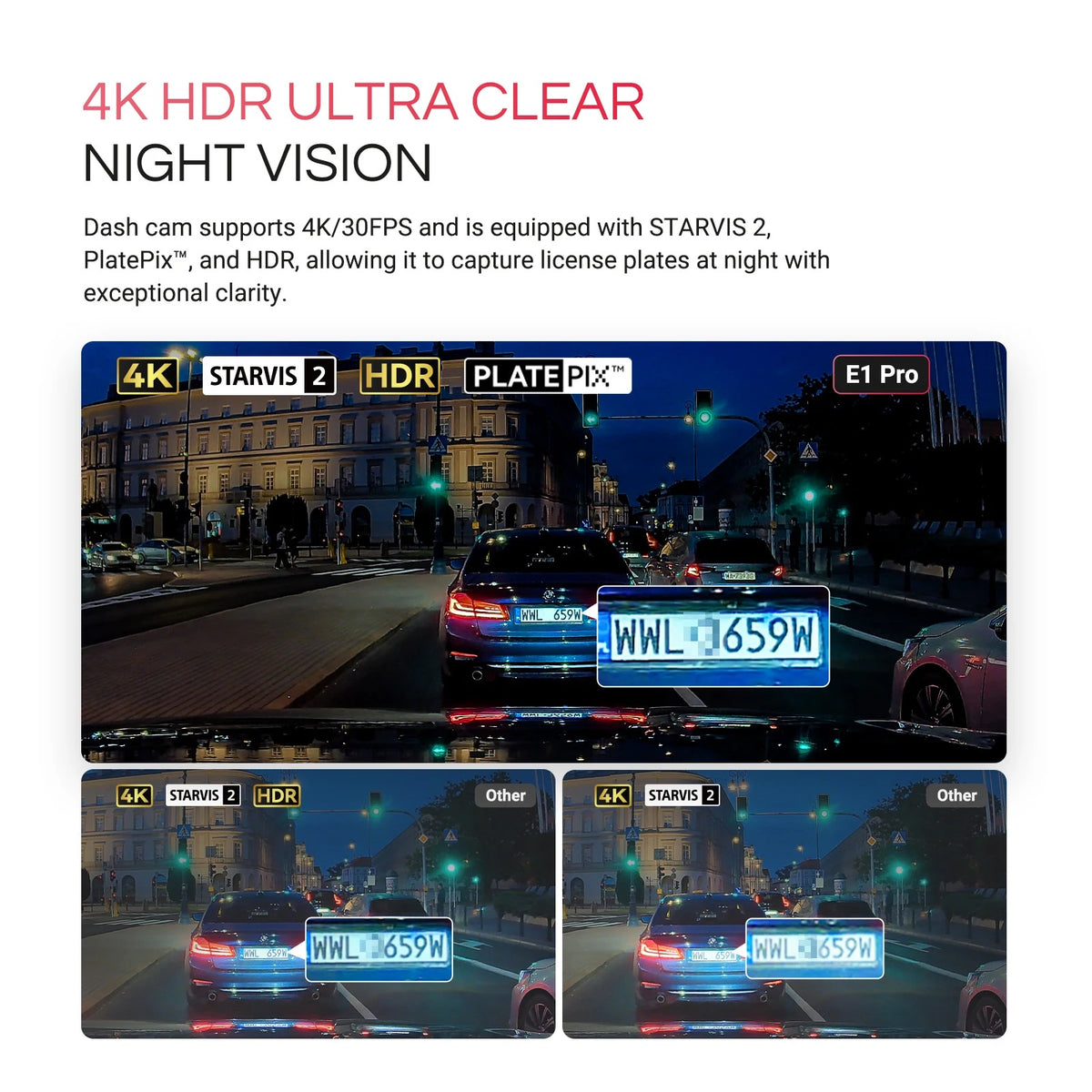 Vantrue E1 Pro 4K Mini Dash Cam – STARVIS 2 Night Vision with 5G WiFi & GPS