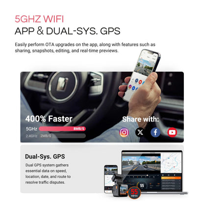 Vantrue E1 Pro 4K Mini Dash Cam – STARVIS 2 Night Vision with 5G WiFi & GPS