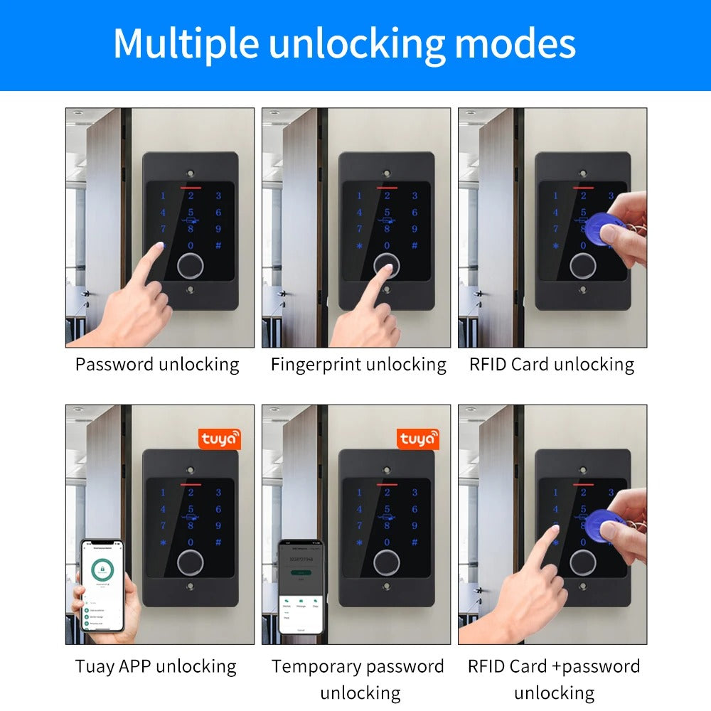 Tuya WiFi Fingerprint Access Control Keypad – Metal Waterproof Backlight Embedded